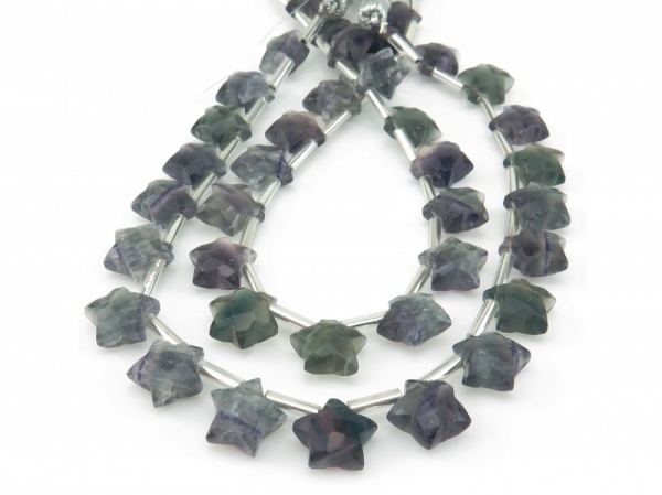 AA Fluorite Faceted Star Briolettes 10mm ~ 8'' Strand
