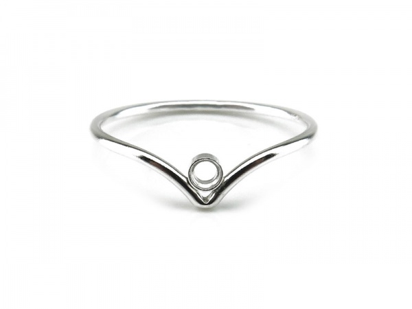 Sterling Silver Chevron Ring with Bezel 2mm ~ Size L