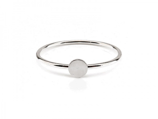Sterling Silver Stacking Ring with Disc ~ Size J