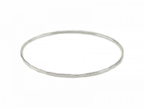 Sterling Silver Hammered Wire Bangle ~ 7.5''