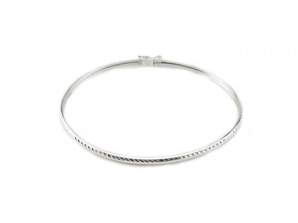 Sterling Silver Sparkle Bangle with Clasp ~ 7.5''