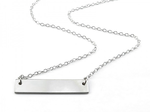 Sterling Silver Adjustable Length Cable Chain Necklace with Bar and Lobster Clasp ~ 16-18''