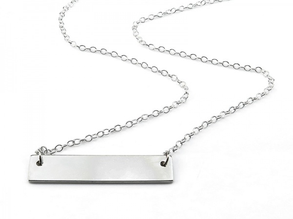 Sterling Silver Adjustable Length Cable Chain Necklace with Bar