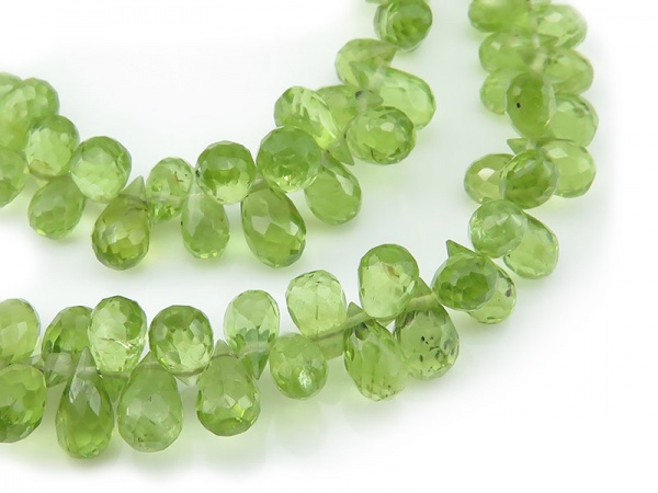 AA Peridot Faceted Teardrop Briolettes 6mm ~ 8'' Strand