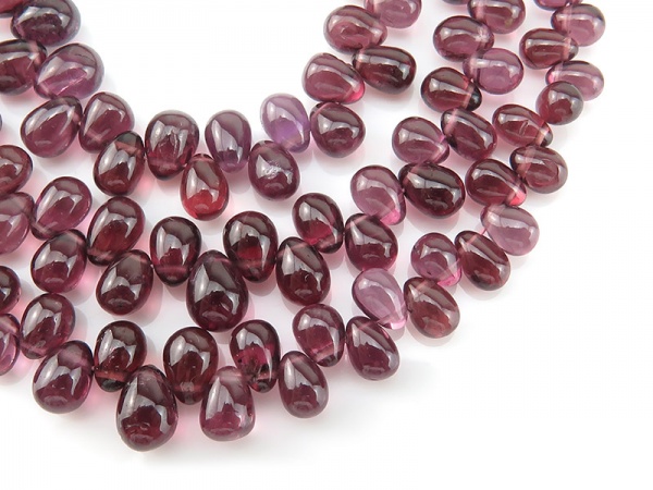 AAA Rhodolite Garnet Smooth Teardrop Briolettes 4.5-6.5mm ~ 8'' Strand