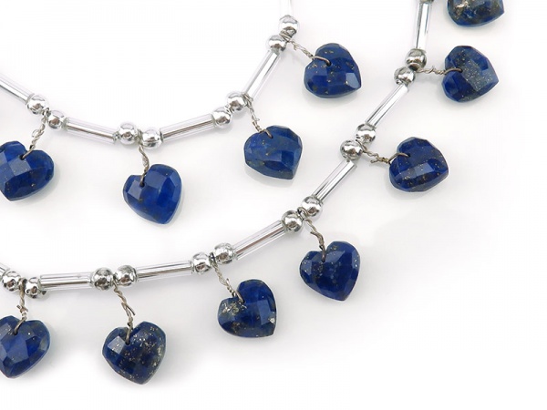 AA Lapis Lazuli Faceted Fancy Heart Briolettes 7.5-8mm (23)