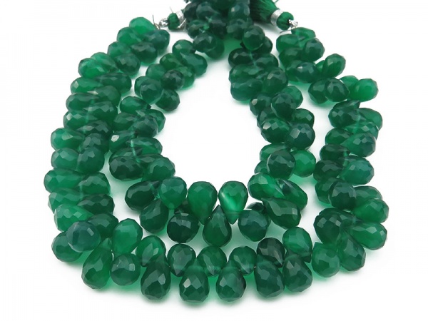 AA Green Onyx Faceted Teardrop Briolettes ~ Various Sizes