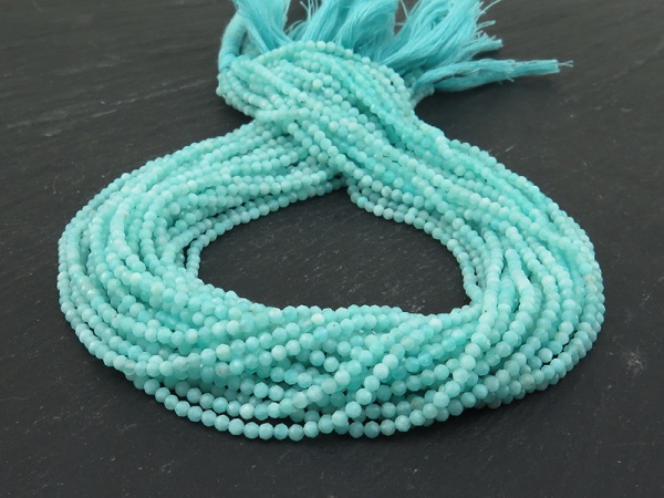 AA Amazonite Micro-Faceted Round Beads 2.5mm ~ 12'' Strand