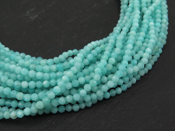 AA Amazonite Micro-Faceted Round Beads 2.5mm ~ 12'' Strand