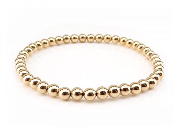 Gold Filled Bead (4mm) Stretchy Bracelet ~ 6.5''