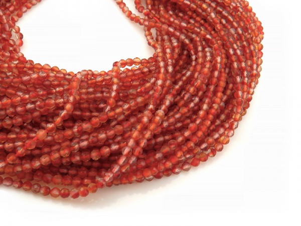 AAA Carnelian Faceted Round Beads 2.25mm ~ 12.5'' Strand