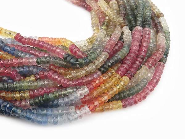 AA Multi Sapphire Faceted Rondelles 3.5mm ~ 16'' Strand
