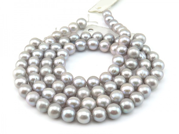 Freshwater Pearl Silver Grey Off Round Beads 8.5-9.5mm ~ 16'' Strand