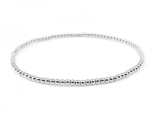 Sterling Silver Bead (2mm) Stretchy Bracelet ~ 6.5''