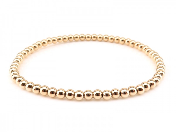 Gold Filled Bead (3mm) Stretchy Bracelet ~ 6.5''