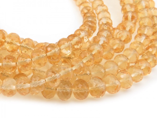 AAA Citrine Micro-Faceted Rondelles 4mm ~ 8'' Strand