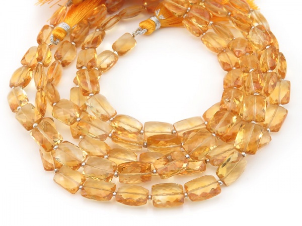 AAA Citrine Micro-Faceted Rectangle Beads 8.5-10.5mm ~ 8'' Strand