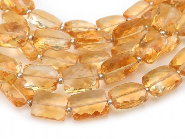 AAA Citrine Micro-Faceted Rectangle Beads 8.5-10.5mm ~ 8'' Strand