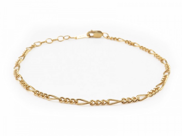 Gold Filled Figaro Chain Bracelet ~ 6.5'' + 1'' Extender