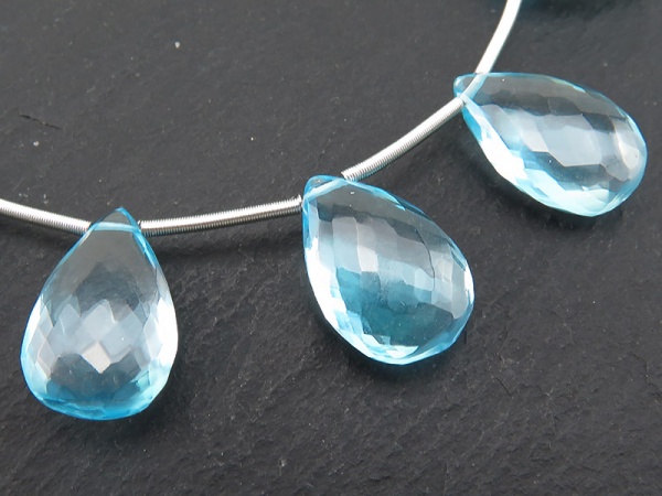 AAA Sky Blue Topaz Micro-Faceted Pear Briolette ~ SINGLE ~ Various Sizes