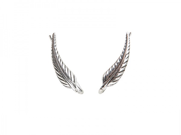 Sterling Silver Feather Ear Crawlers ~ PAIR
