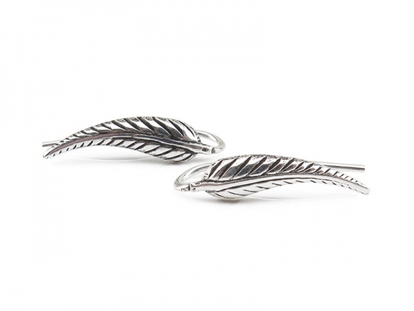 Sterling Silver Feather Ear Crawlers ~ PAIR