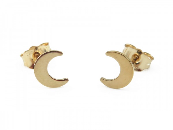 Gold Filled Crescent Moon Ear Studs 6mm ~ PAIR