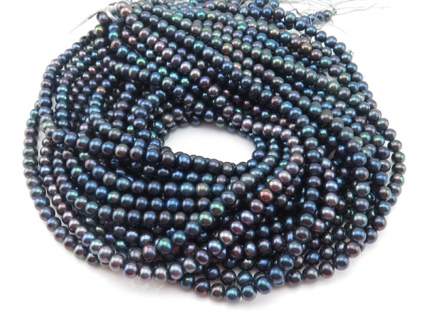 Freshwater Pearl Peacock Off Round Beads 6-6.5mm ~ 16'' Strand