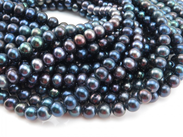 Freshwater Pearl Peacock Off Round Beads 6-6.5mm ~ 16'' Strand