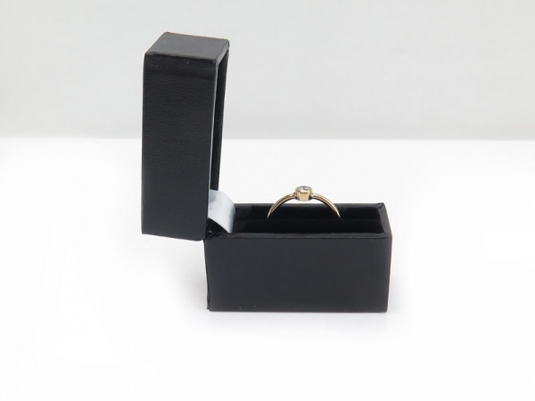 Leatherette Ring Box ~ Black ~ 46mm x 39mm