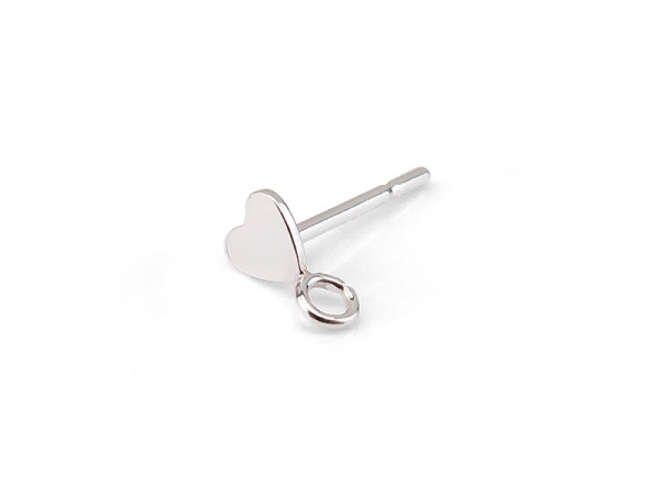 Sterling Silver Heart Ear Post w/Ring 5.5mm