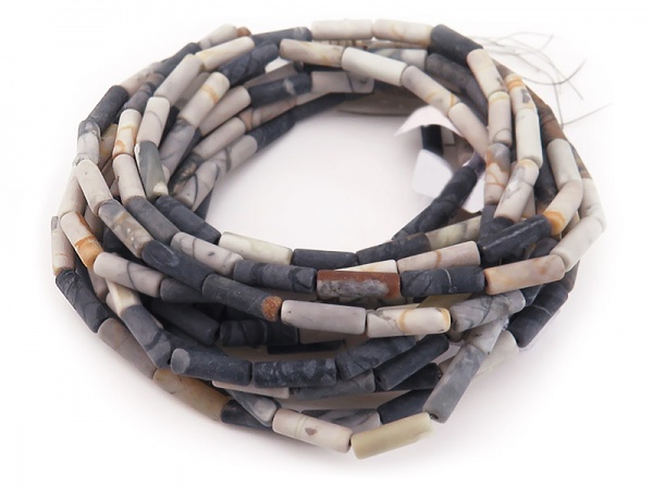 Picasso Jasper Matt Tube Beads 13mm ~ 14.5'' Strand