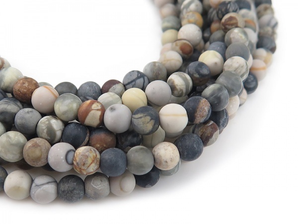 Picasso Jasper Matt Round Beads 6mm ~ 15'' Strand