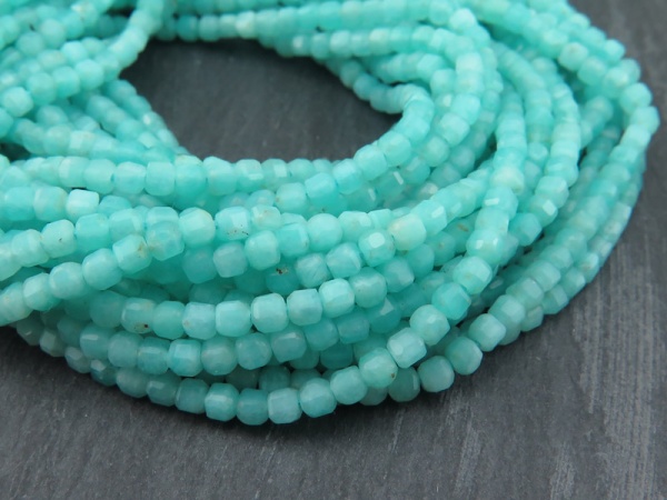 AA Amazonite Faceted Cube Beads 2.5mm ~ 13'' Strand