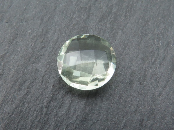 Green Amethyst Faceted Coin 8mm