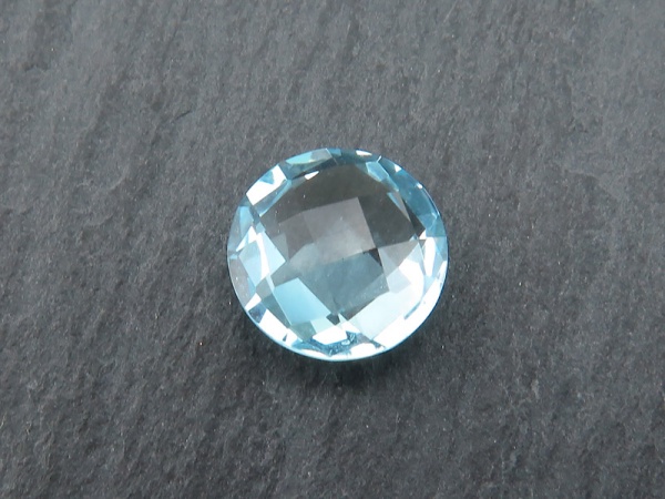 Sky Blue Topaz Faceted Coin 8mm