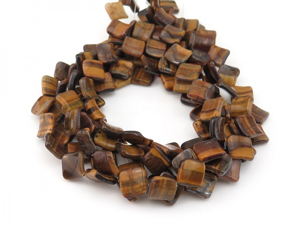 Tiger's Eye Smooth Square Wave Beads 15mm ~ 15.5'' Strand