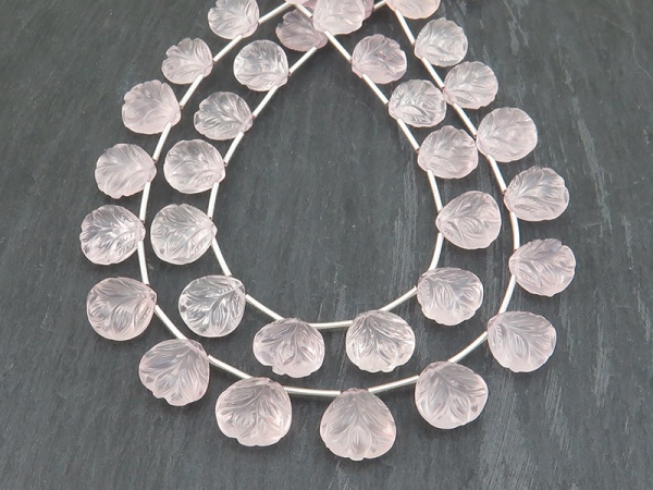 AAA Rose Quartz Carved Heart Briolettes 10.25-11mm