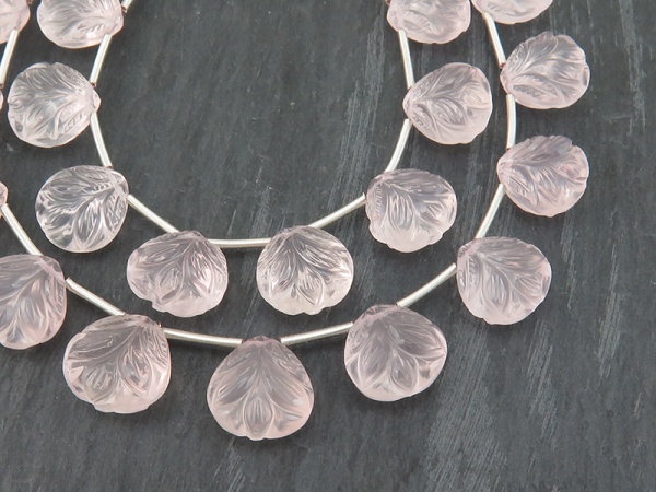 AAA Rose Quartz Carved Heart Briolettes 10.25-11mm