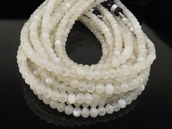AAA White Moonstone Faceted Rondelle Beads 3-5mm ~ 8.5'' Strand