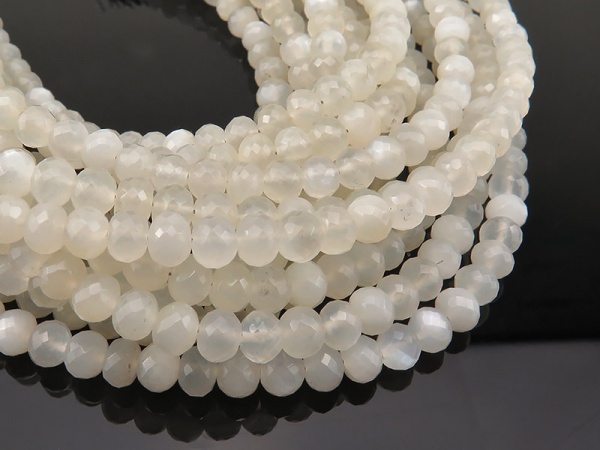 AAA White Moonstone Faceted Rondelle Beads 3-5mm ~ 8.5'' Strand
