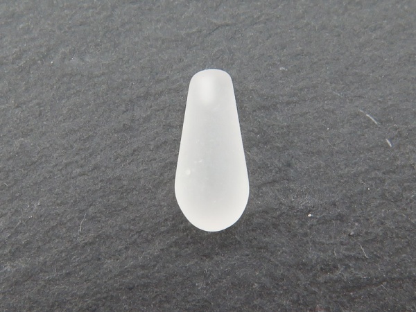 Crystal Quartz Frosted Drop ~ Half Drilled ~ 13mm