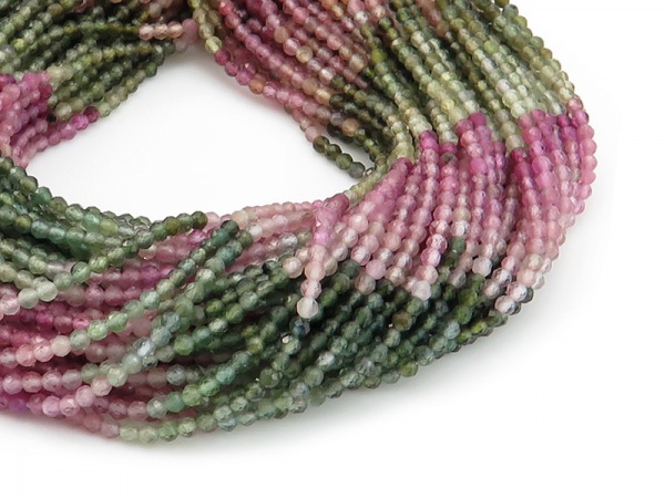 AA Multi Tourmaline Micro-Faceted Round Beads 2.25mm ~ 12.5'' Strand