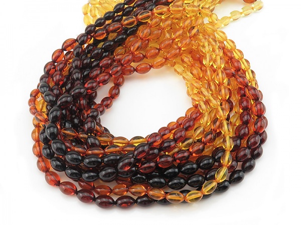 Amber Shaded Smooth Olive Beads ~ Various Sizes