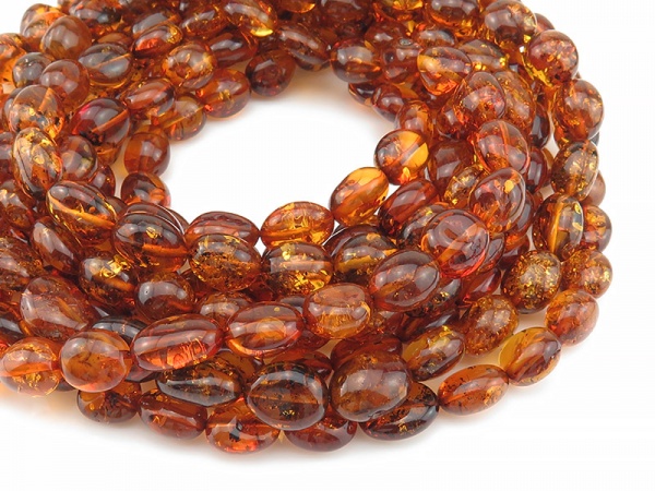 Amber Smooth Nugget Beads 11.5-12mm ~ 16'' Strand