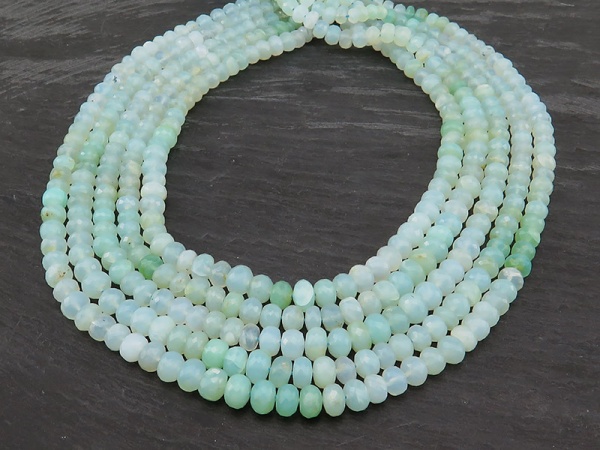 AA Blue Opal Micro-Faceted Rondelles 4.5-6.75mm ~ 16'' Strand