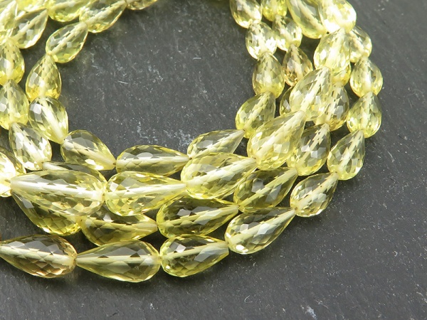 AAA Lemon Quartz Micro-Faceted Teardrop Beads ~ Various Sizes ~ 9'' Strand