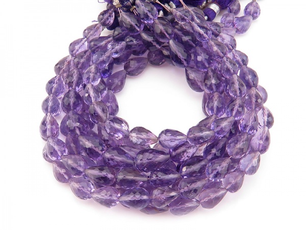 AA Amethyst Faceted Teardrop Beads 10-11mm ~ 8'' Strand