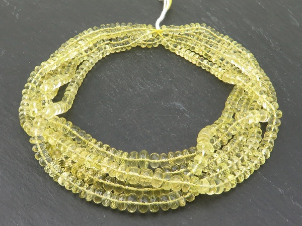 AAA Lemon Quartz Micro-Faceted Rondelles 7-8.5mm ~ 16'' Strand