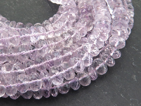 AA+ Pink Amethyst Micro-Faceted Rondelles 6-7.5mm ~ 16'' Strand